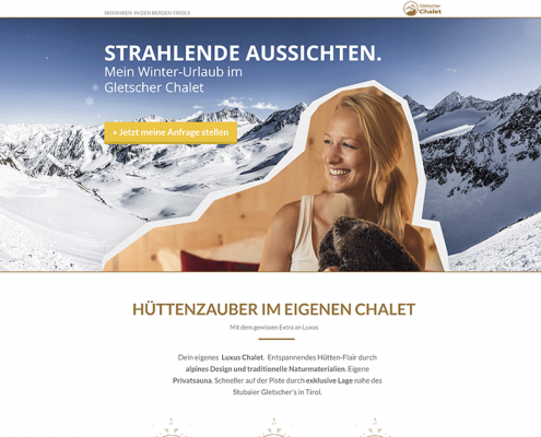 AdWords Landing Page Gletscher Chalet In Austria